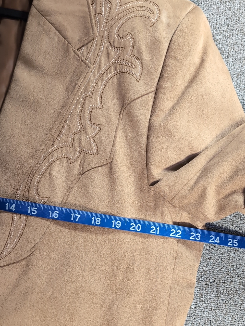 Circle S Dallas TX Embroidered Micro-Suede Sport Coat Size 44R in Western Tan - Picture 12 of 15